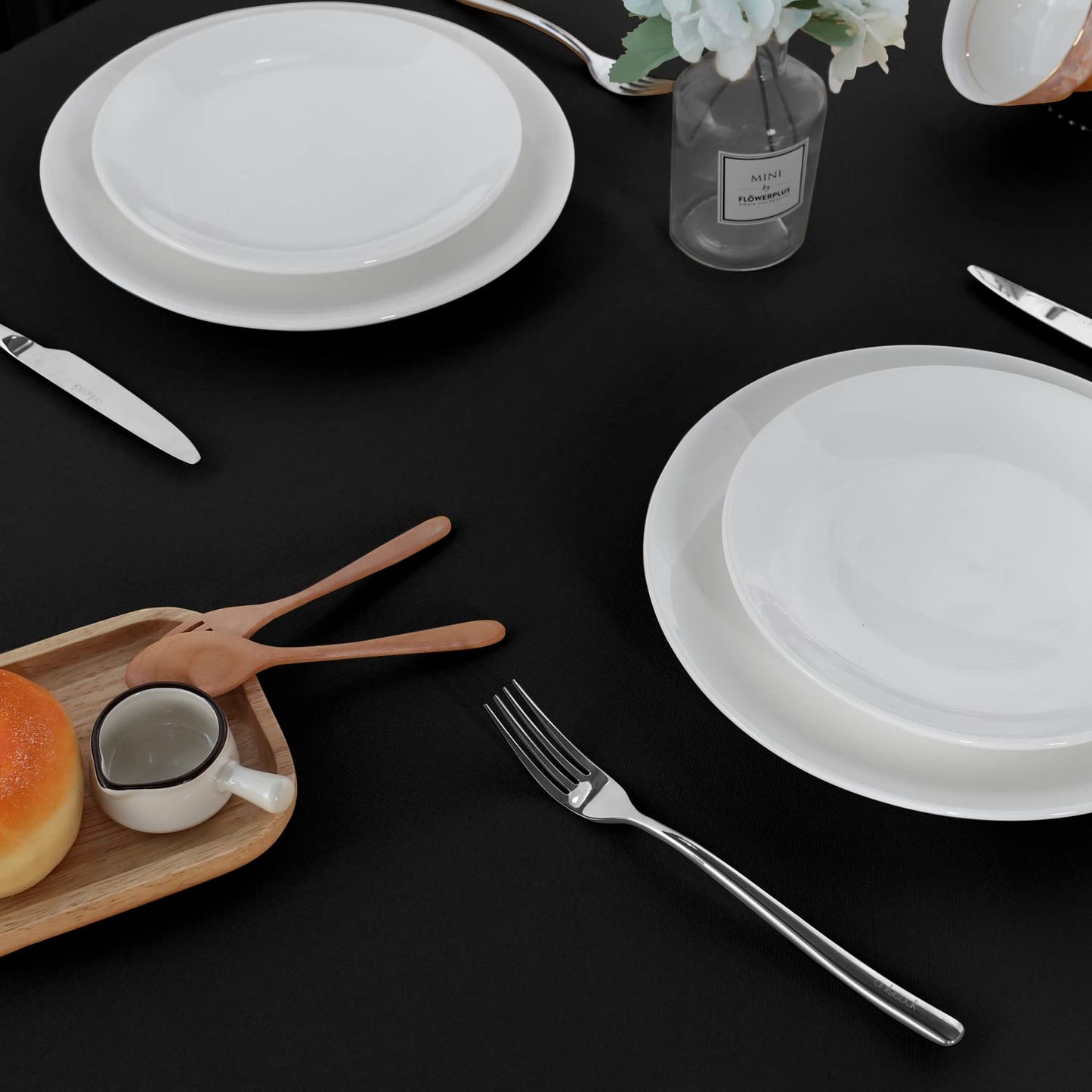 sancua 2 Pack Round Tablecloth 60 Inch Black, Stain and Wrinkle Resistant Table Cloth - Washable Polyester Table Cover for Dining Tables, Buffet Parties and Camping