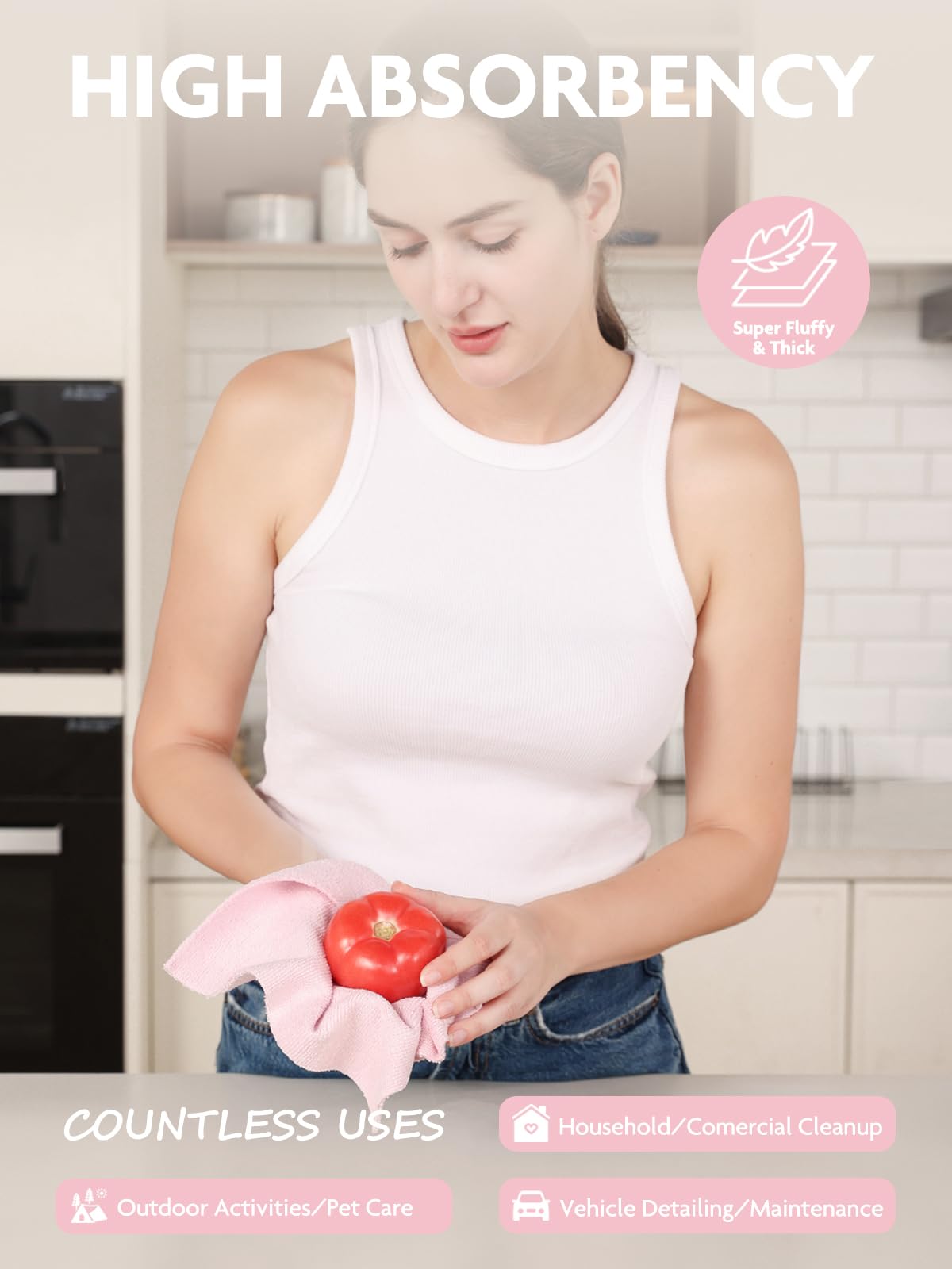 Fantasticlean Tear-Away Dish Cloth - 40 Sheets - 10'' by 10'', Reusable Washable Kitchen Towel Rolls, Super Absorbent and Thick Microfiber Cleaning Cloths (2 Rolls of Pink and Grayish)