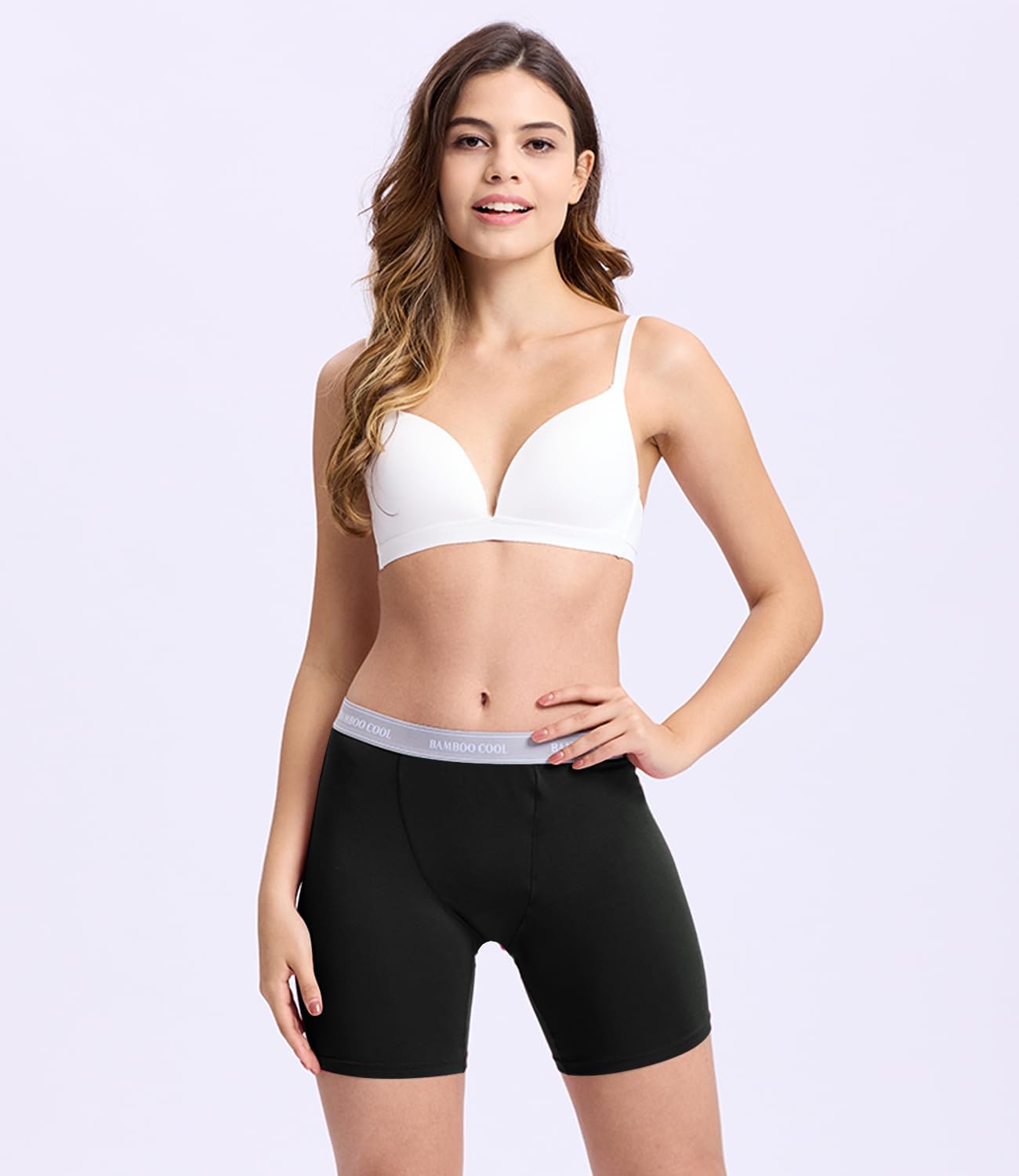 BAMBOO COOL Womens Boxer Briefs Boy Shorts Soft Stretch Panties for Women, 5-Pack