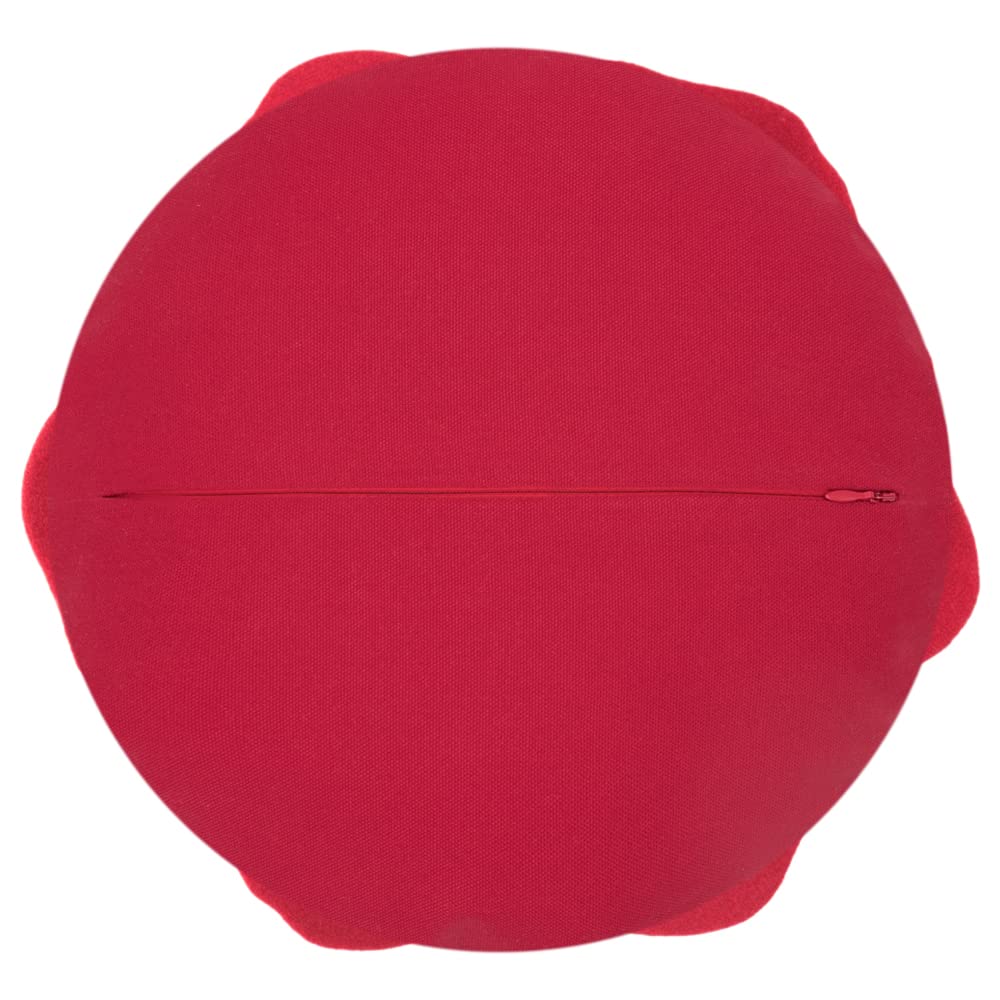 JWH Stereo Flower Throw Pillow Cover Aesthetic Decorative 3D Floral Accent Pillow Case Round Cushion Handmade Pillowcase for Couch Bed Living Room Chair Bedroom 14 Inch Red