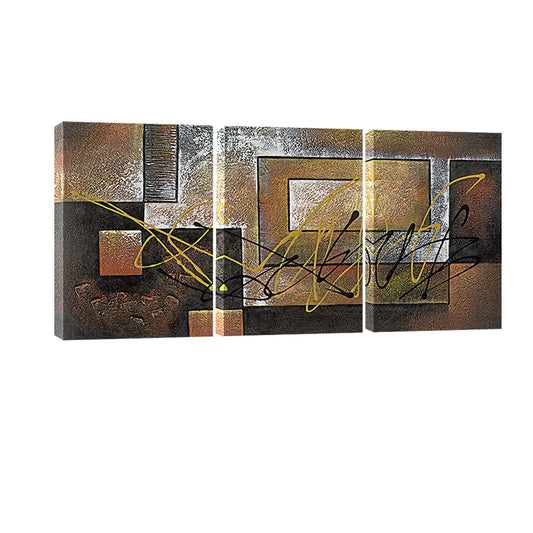 Pyradecor Modern 3 Piece Canvas Prints Abstract Brown Landscapes Pictures Paintings on Canvas Wall Art Work for Living Room Bedroom Kitchen Home Decorations
