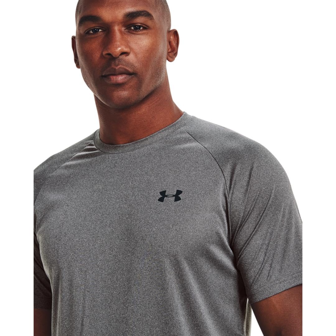 Under Armour Men's Velocity 2.0 Short Sleeve T Shirt, (012) Pitch Gray Light Heather / / Black, Medium