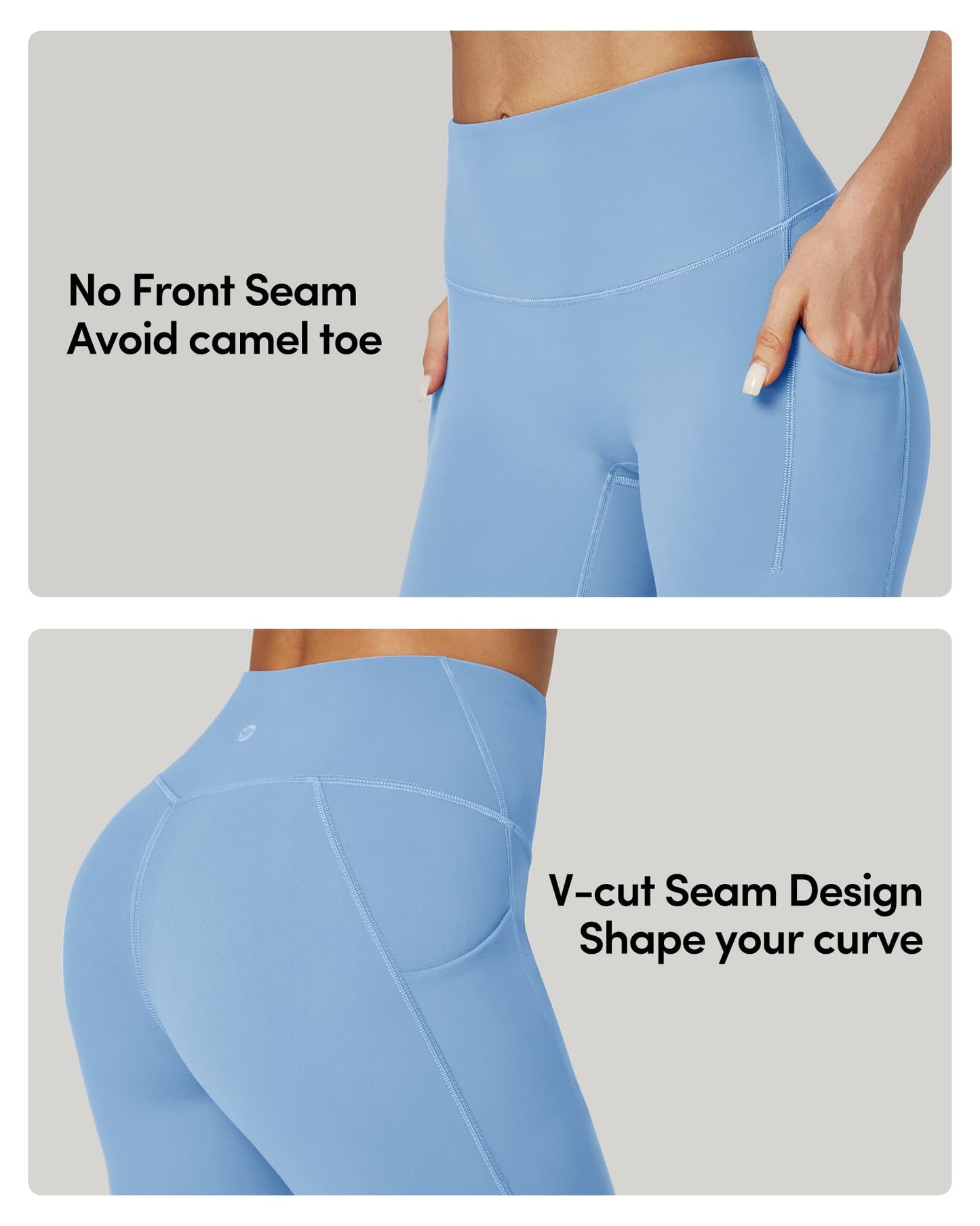 IUGA Biker Shorts Women Tummy Control 8" Workout Gym High Waisted Running Yoga Compression Spandex Shorts Women with Pockets Blue