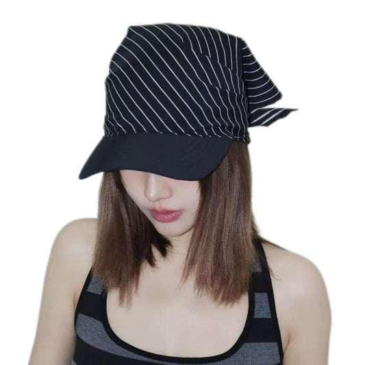 Y2K Bandana Hat for Women - Vintage Plaid Baseball Cap with Headscarf, Retro Summer Sun Visor Sporty Fashion Accessory