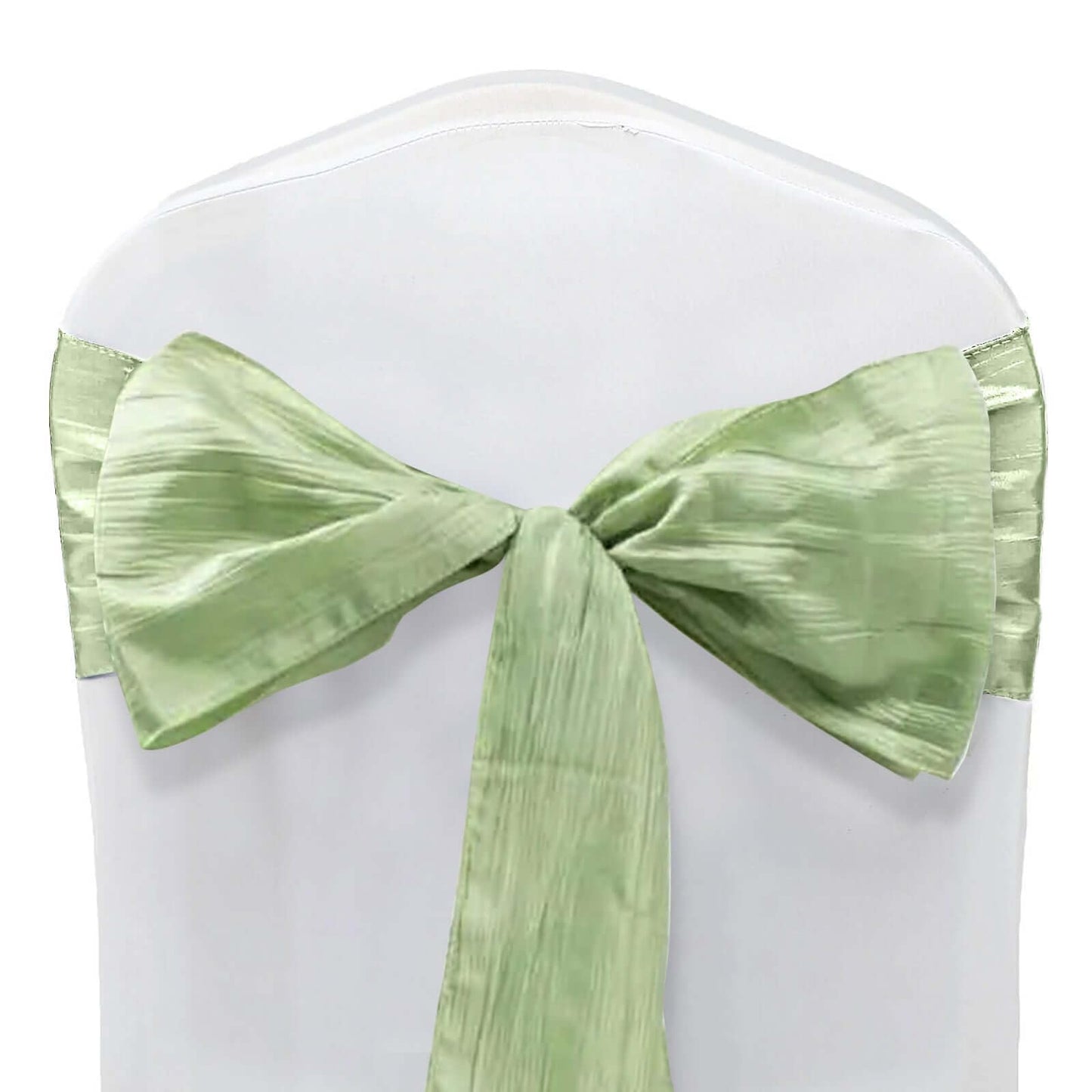 Efavormart 5 Pack | 6"x106" Accordion Crinkle Taffeta Chair Sashes - Sage Green