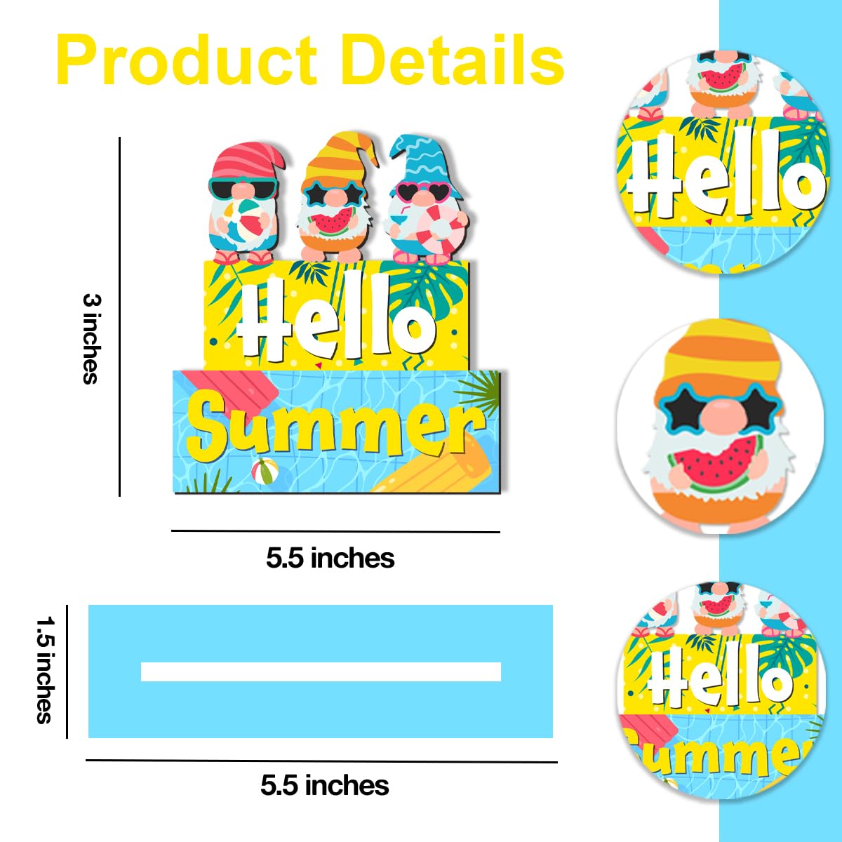 Beach House Hello Summer Decorations Table Summer Decor for Home Bathroom Office Indoor Signs Wooden Centerpieces Wooden Wood for Farmhouse Table Decor