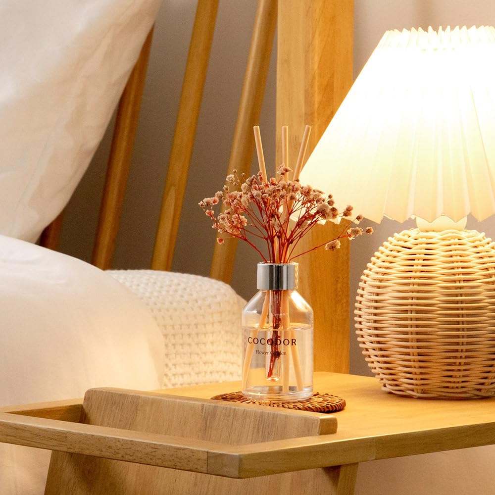 COCODOR Flower Reed Diffuser Set / 3.4oz / Flower Garden/Scent Diffuser with Sticks Home Fragrance Reed Diffuser for Bathroom Shelf Decor