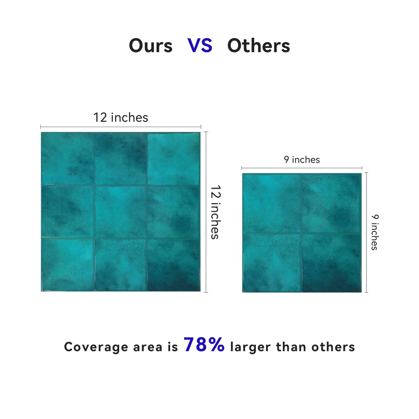 Peel and Stick Backsplash Tiles, 10 Sheets Blue Costa Faux Spanish Handmade Tile for Kitchen, Bathroom, Wall Tile (12" × 12")