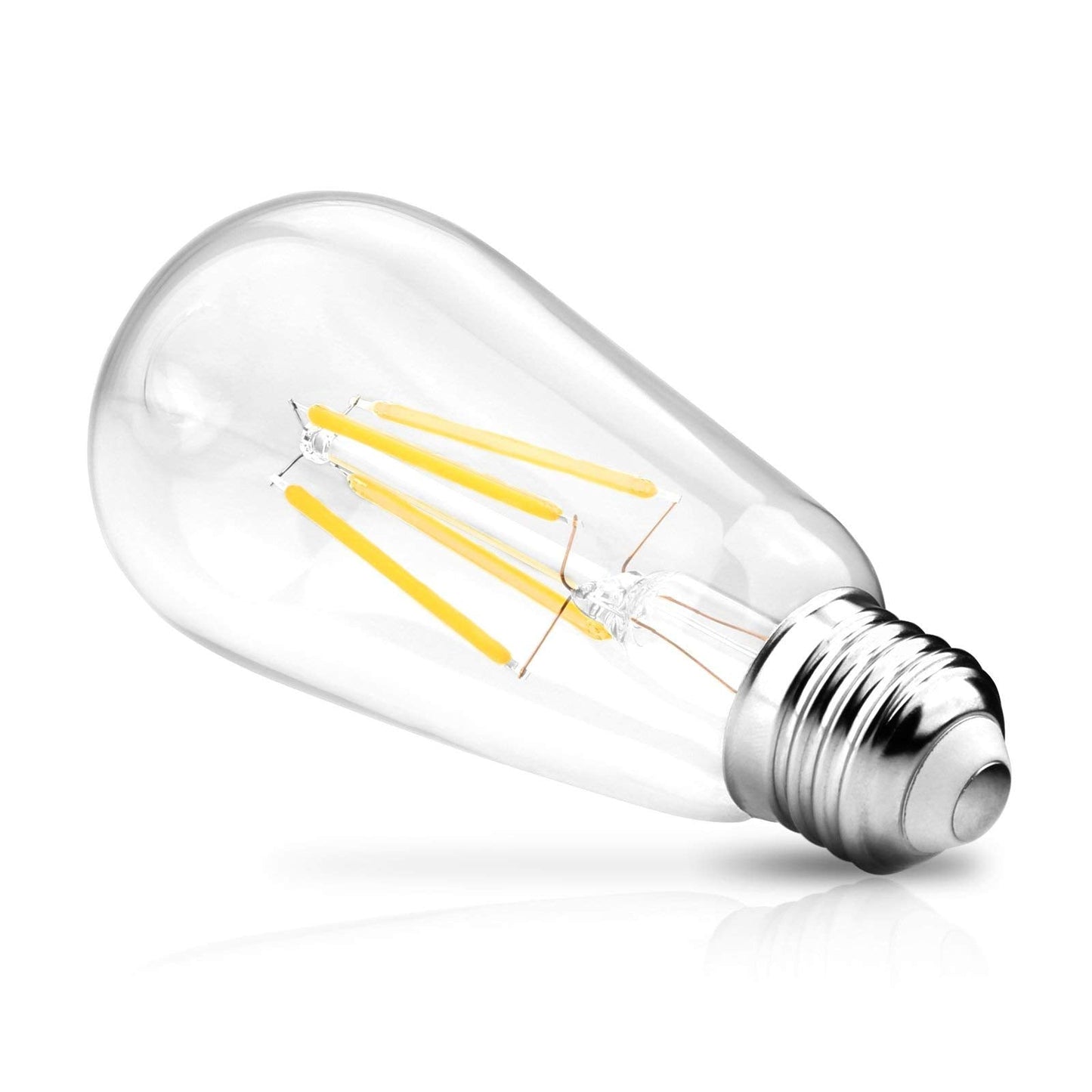 Ascher Vintage LED Edison Bulbs, 6W, Equivalent 60W, Non-Dimmable, High Brightness Cool White 4000K, ST58 Antique LED Filament Bulbs with 80+ CRI, E26 Medium Base, Clear Glass, Pack of 6