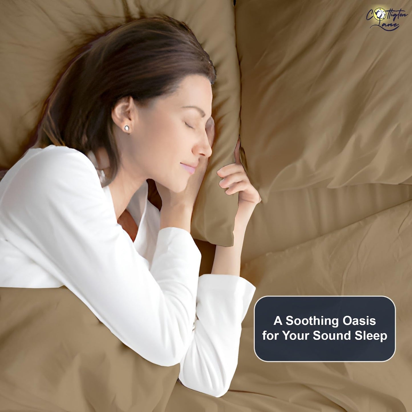 Cottington Lane Full Size Sheet Set, 100% Egyptian Cotton Premium Hotel Quality 4 Piece Sheets Sets, High Thread Count Taupe Solid with 6-10" Deep Pocket