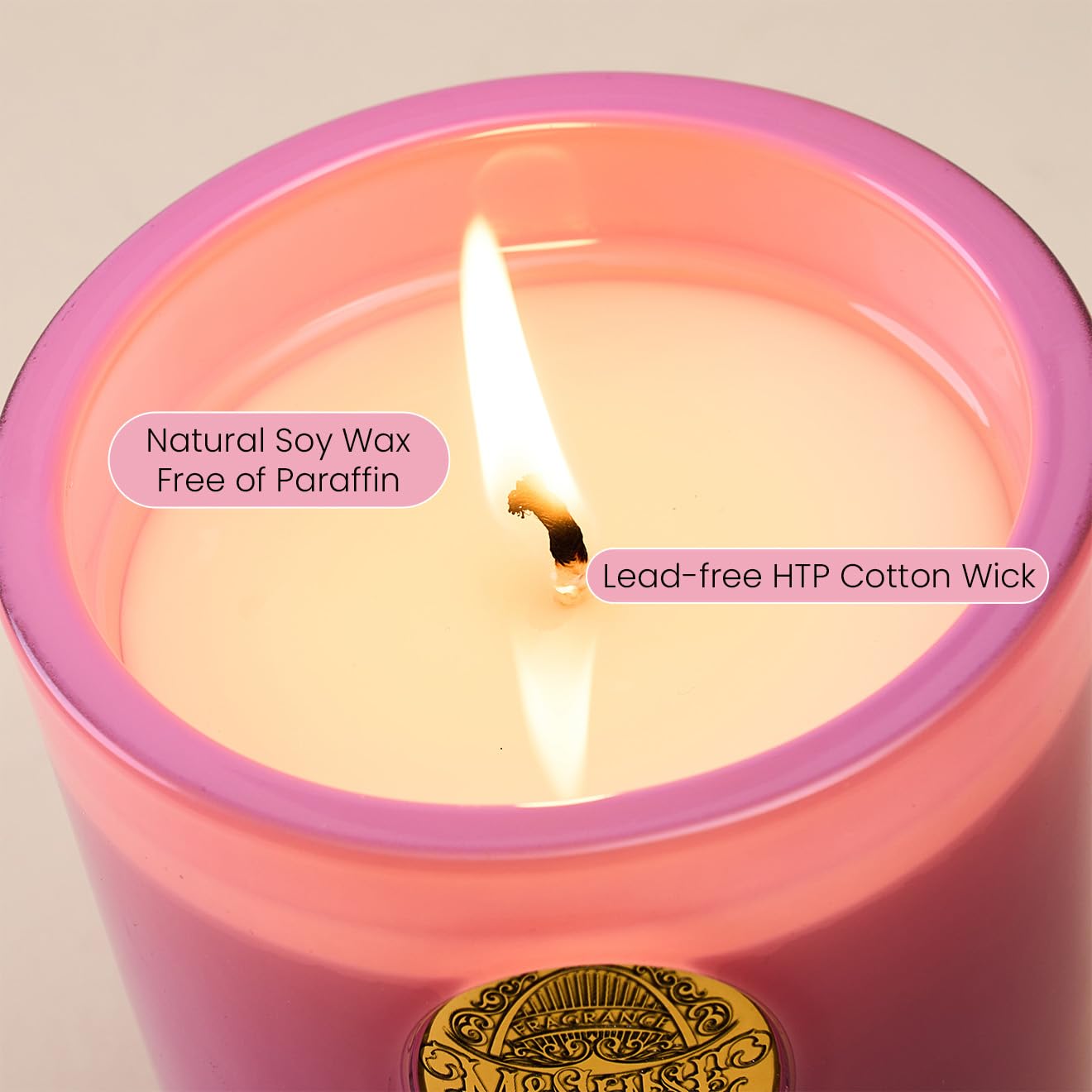 M&SENSE Natural Soy Candle| Peony Blush Pink | 10.2 oz, 55H Burn | Luxury Scented Candle for Relaxation, Gifting, Home Décor | for Bedroom, Office, Party