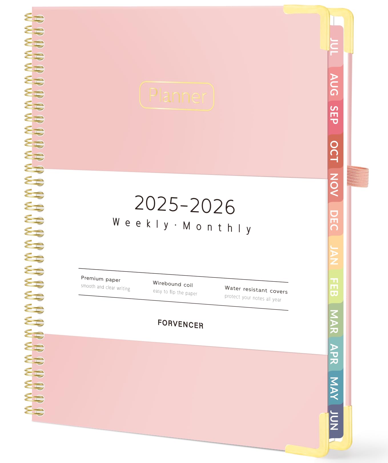 Forvencer Academic Planner 2025-2026, Hardcover Weekly & Monthly Calendar Planner, July 2025 - June 2026, 8.5" x 11", Daily Agenda Book with Tabs, College School Organizer Notebook for Student Teacher, Black