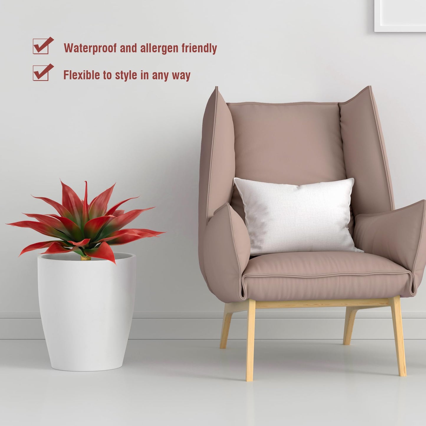 Ttranewsoo Artificial Agave Plants,Large UV Resistant Fake Agave Planters for Indoor and Outdoor Decorating Tropical Plant Succulents Greenery Indoor Decor (2Pack,18" Red)