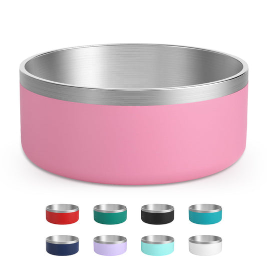 LIHOOOOM Stainless Steel Dog Bowls for Large Dogs - Insulated, Non Slip, Easy Clean, 40oz, Pink