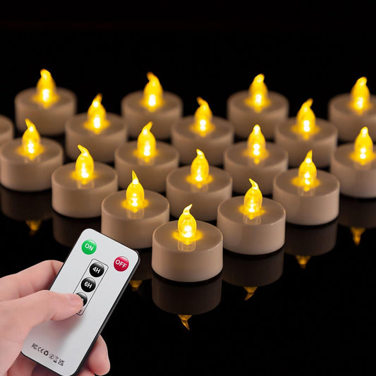 xiangpeng Tea Light Candles with Remote Control,12pack Flickering Flameless LED Candle,Long Lasting 400+Hours,Battery Operated with Timer for Home Decoration Seasonal &Festival Celebration WarmYellow