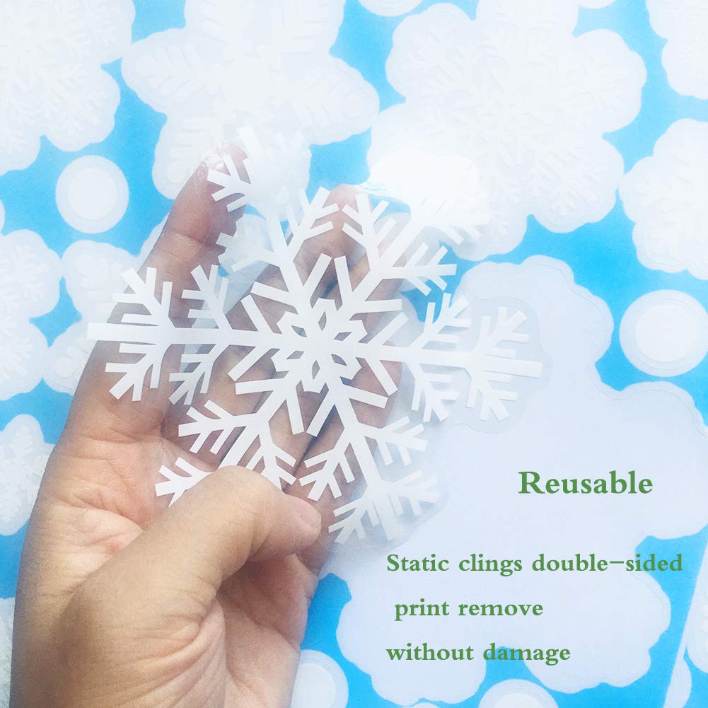 306Pcs Snowflakes Window Clings Decals Decorations White Christmas Window Stickers Winter Wonderland Decorations for Christmas Party