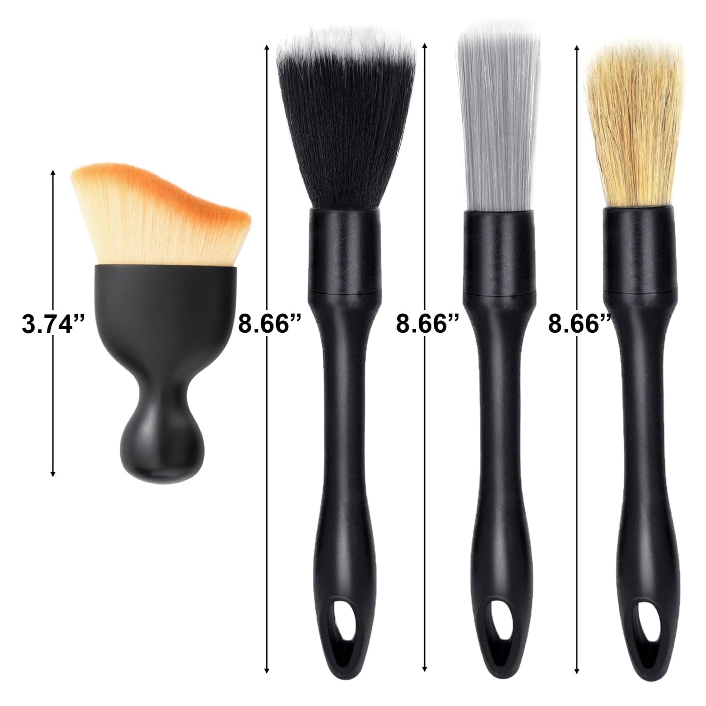 4 PCS Car Detailing Brush Set for Cleaning Interior or Exterior, Boars Bristle Detailing Brushes, Dusting Cleaning Supplies, Tool for Emblem, Air Vents, Wheels, Leather Upholstery Seat