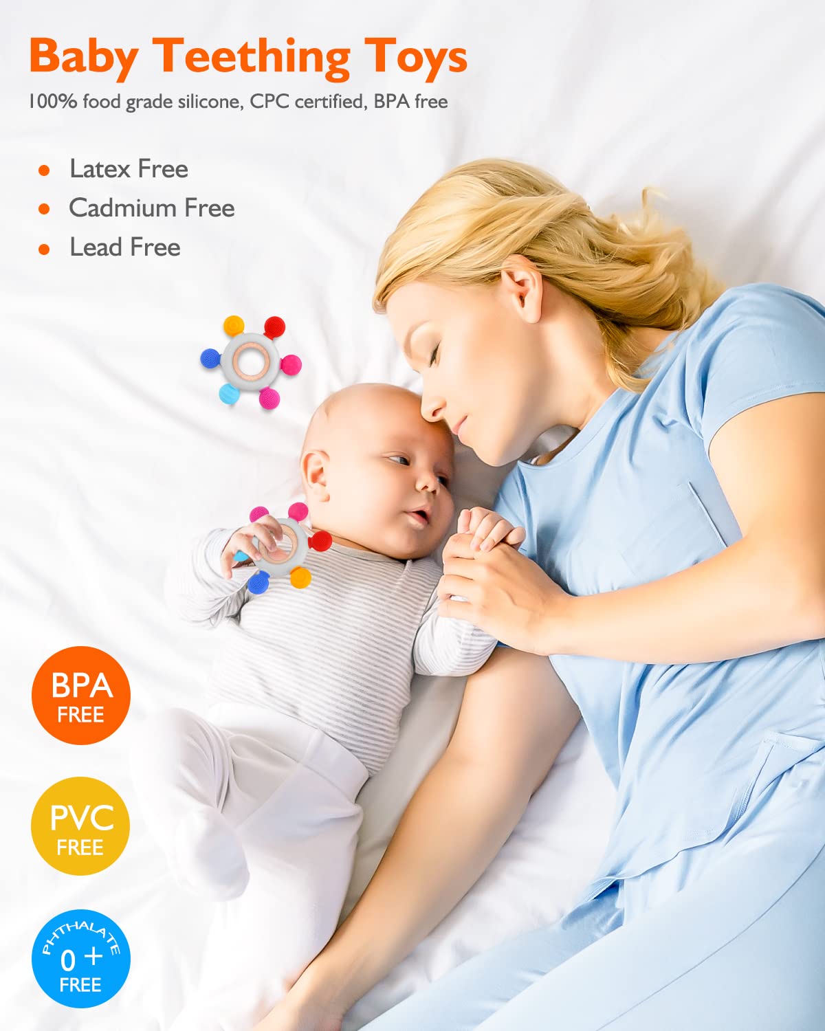 akolik Baby Teething Toys, Teething Relief Toy, BPA Free Baby Chew Toys Infant Toys Newborn Accessories, Teethers for Babies 0-3-6-9-12 Months Old Boys Girls