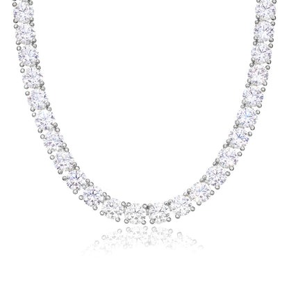 KissYan Tennis Necklaces for Women Men, 14K Gold/Silver Plated Simulated Diamond Chain Round Cubic Zirconia Choker Dainty Jewelry Gift