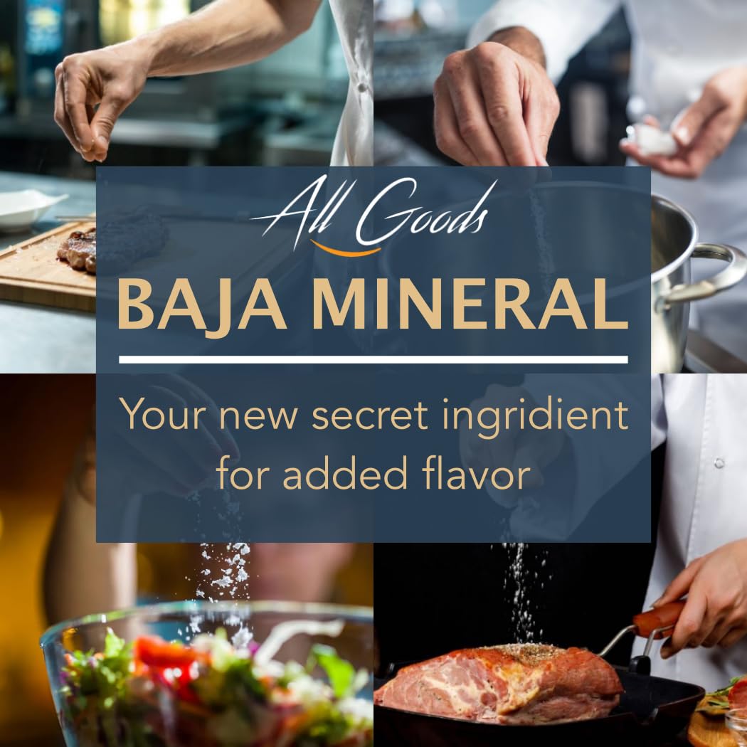 Baja Fine Grain Sea Salt, 16 oz Natural Mineral Salt from Mexico, Unrefined, Hand-Harvested, 90+ Essential Minerals, Kosher, 30% Low Sodium.