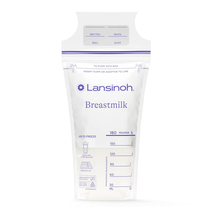 Lansinoh Breastmilk Storage Bags, 150 Count, Baby Essentials, Fast Freeze & Thaw Breast Milk Bags for Baby Bottle Feeding, Superior Strength & Stretch, 6 Ounce