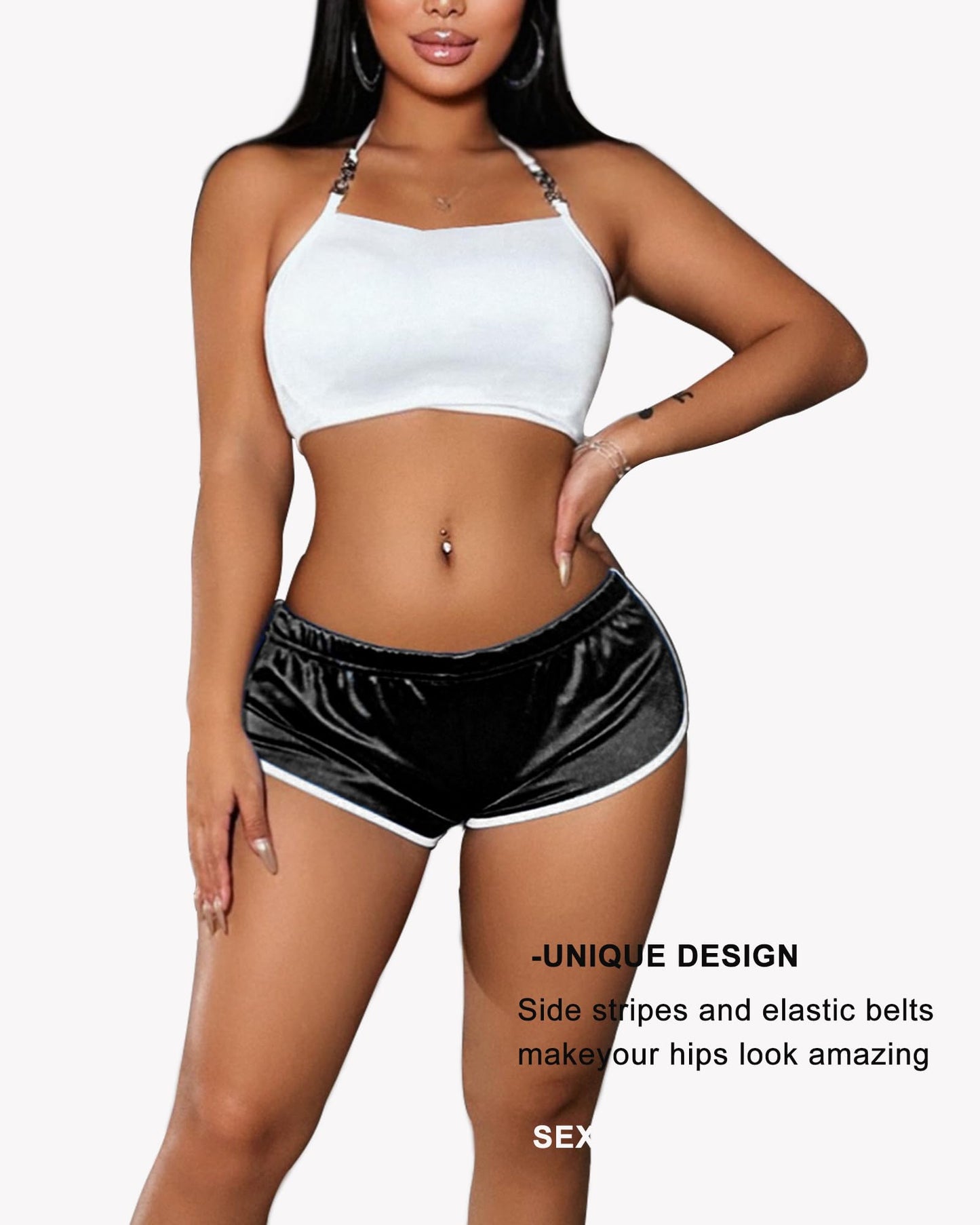 Hot Pants Shorts Booty Shorts Sports High Cut Yoga Gym Running Slimming Fitness Activewear Butt Lifting Rave Bottoms (US, Alpha, Small, Regular, Regular, Black)