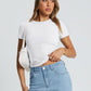 Trendy Queen Womens Basic Short Sleeve Slim Fit T Shirts Soft Crewneck Crop Y2k Tee Summer Cute Gym Fashion Clothes White Medium