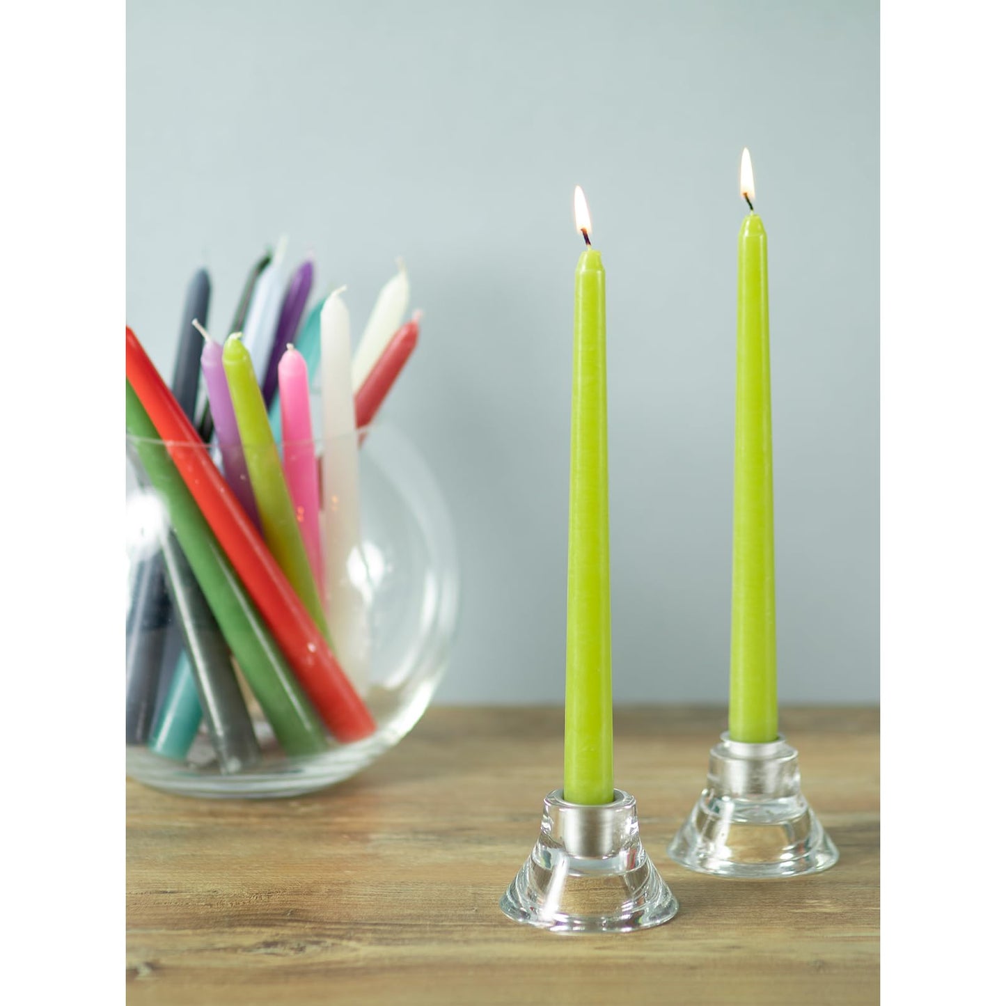 Candwax 12 inch Taper Candles Set of 12 - Dripless and Smokeless Candle Unscented - Slow Burning Candle Sticks Are Perfect As Thanksgiving Taper Candles - Olive