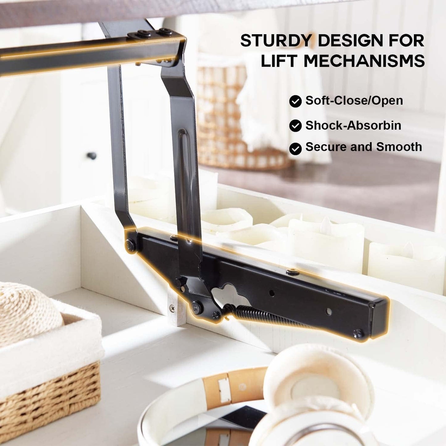 IFGET 48" Lift Top Coffee Table, Farmhouse Cocktai with Sliding Groove Barn Door, Rustic Wood Center Table w/Double Storage Spaces for Living Room, White