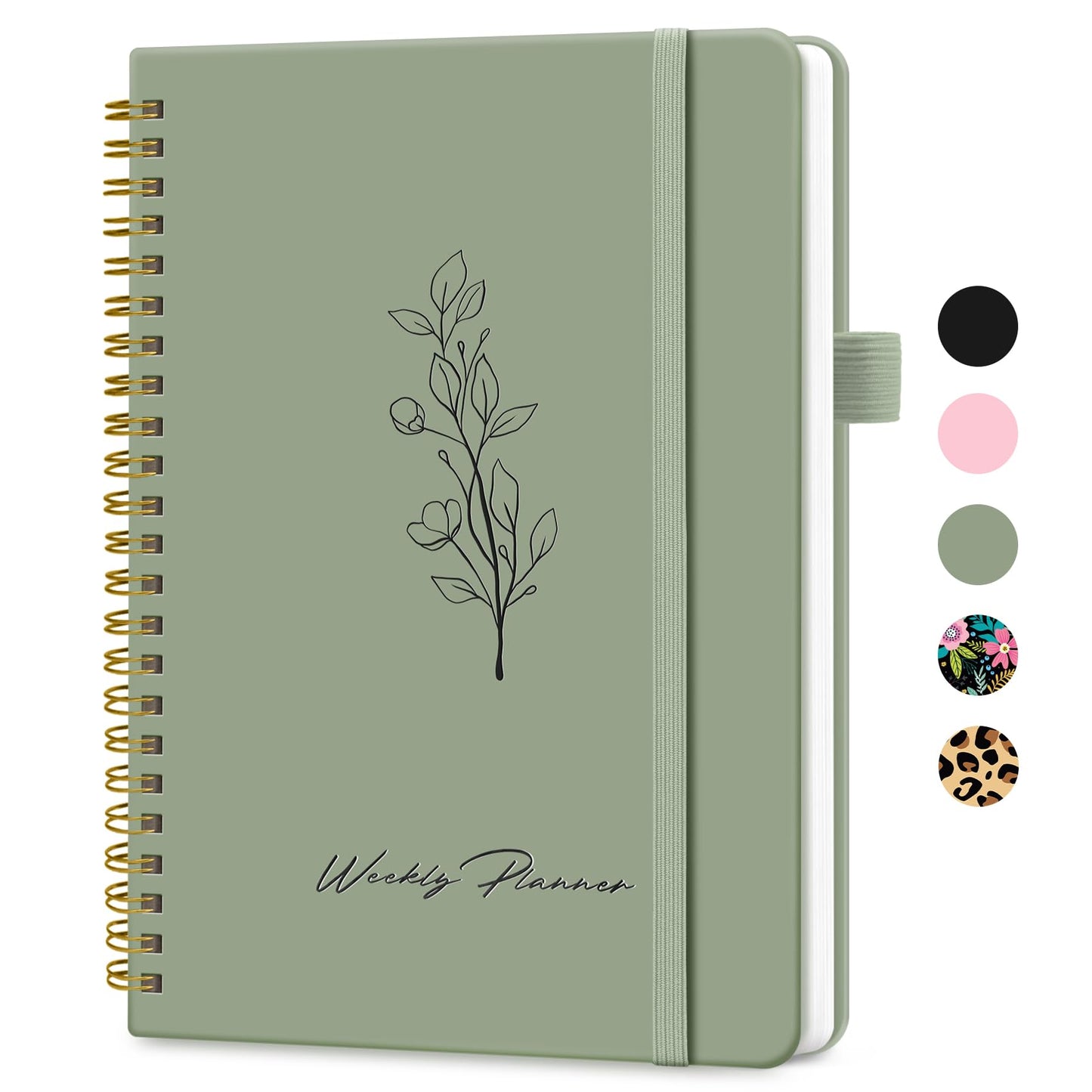 Undated Weekly Planner, Weekly To Do List Notebook with Goal & Habit Tracker Organizer, A5 Weekly Planner Notebook with Spiral Binding, 6.1" x 8.2" - Green