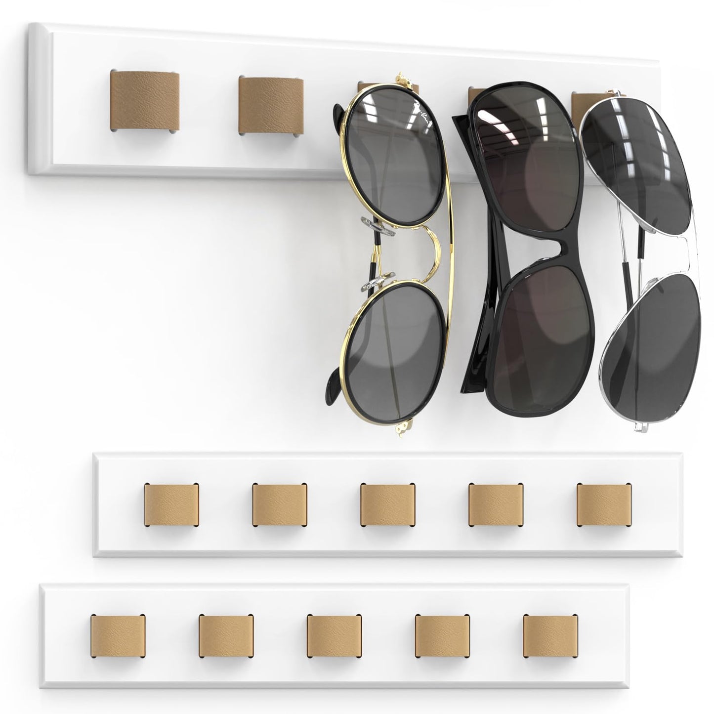3 Pack Sunglass Organizer, Wall Mounted Sunglasses Organizer, Wooden Glasses Holder Sunglass Holder, Sunglasses Rack for Hanging Your Multiple Eyeglasses, for Wall, Home Decor(Dark Grey)