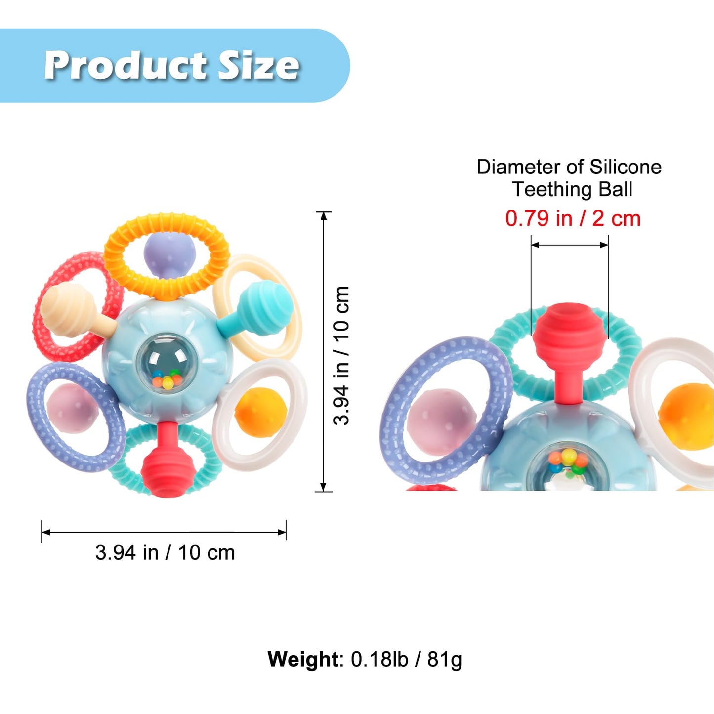 Montessori Teething Toys for Babies 0-6 6-12 Months, Baby Teether Sensory Toys for 0 3 6 9 12 18 Months, Newborn Infant Learning Toys for 1 2 Year Old Boys Girls