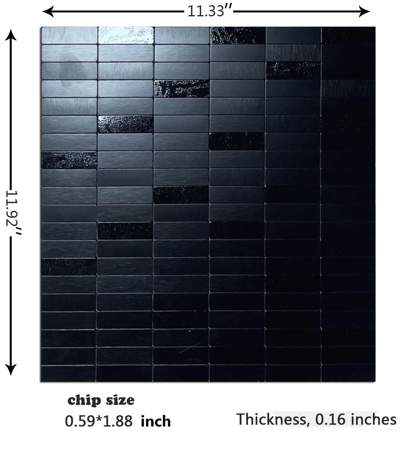 XUANINY Peel and Stick Tile Backsplash Self- Adhesive Wall Tiles Aluminum Mosaic Sticker for Kitchen (11.33"x11.92" Per Sheet, Pack of 10 pcs) (Black Brushed 10)