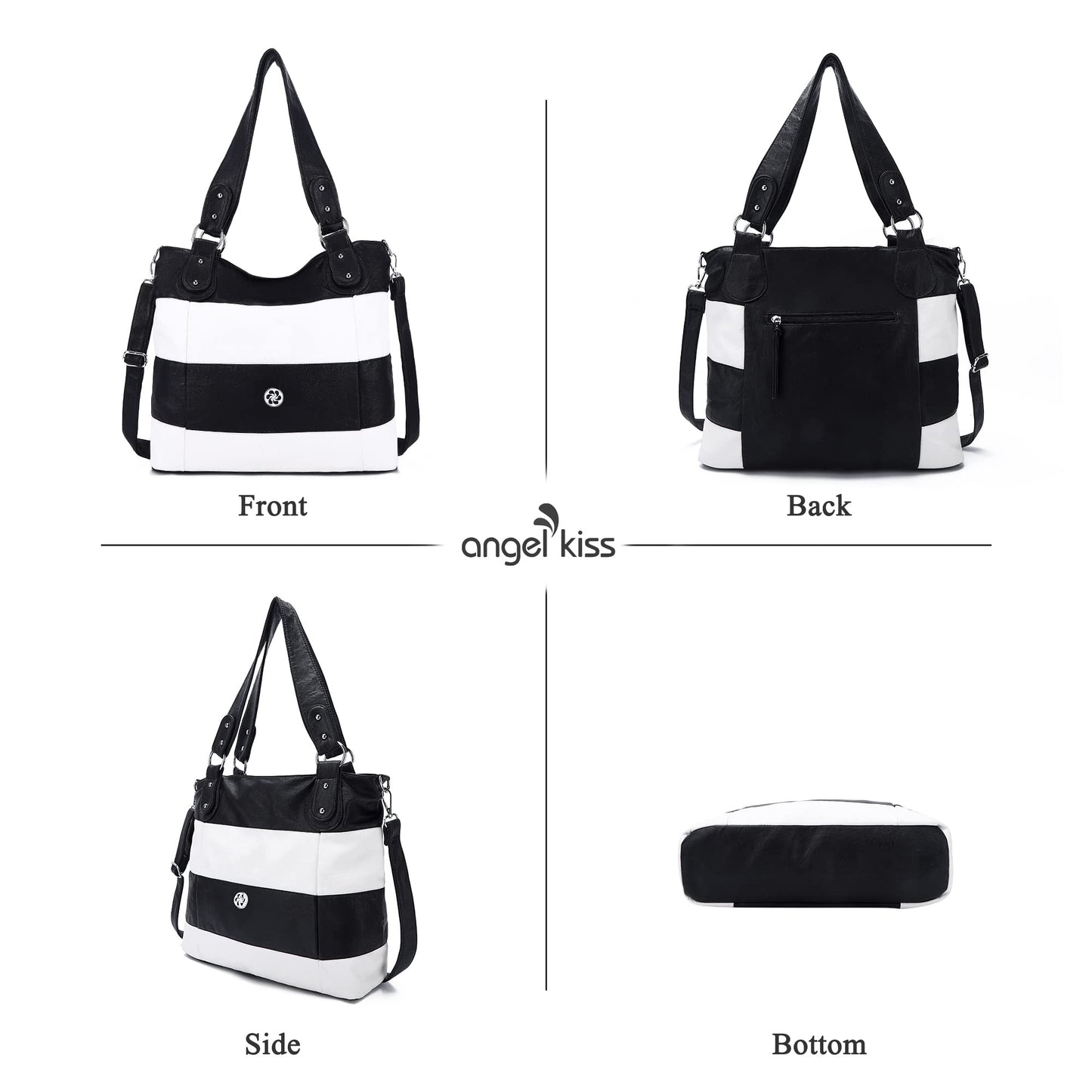 Angel Kiss Hobo Purses for Women Multi-Color Striped Lattice Cross Body Shoulder Purse Bag Tote Handbag