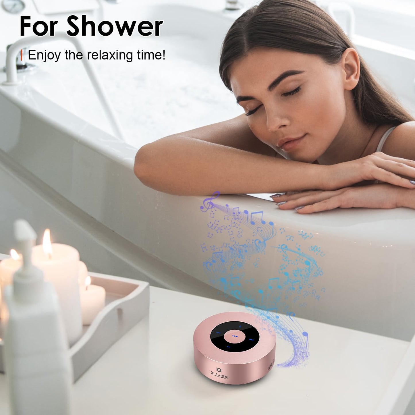 XLEADER Mini Bluetooth Speaker (Gift Box Packed) Portable Speakers Bluetooth Wireless with Micro SD/Mic/Aux Input, Touch Screen, 12H Playtime, Cute Pink Small Speaker for iPhone Laptop Shower Office