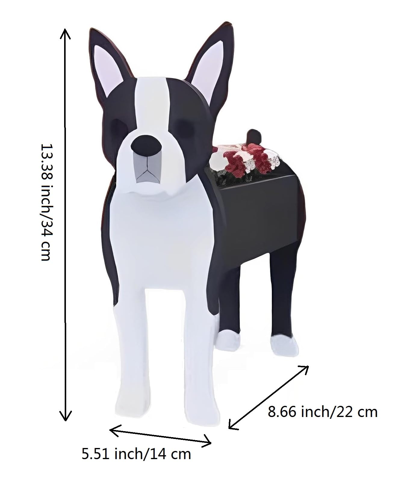 Bamboo's Grocery LoKii Boston Terrier Dog Planter, Cute Dog Plant Pot, Animal Shape Plant Containers, for Outdoor Indoor and Garden Decoration Plants