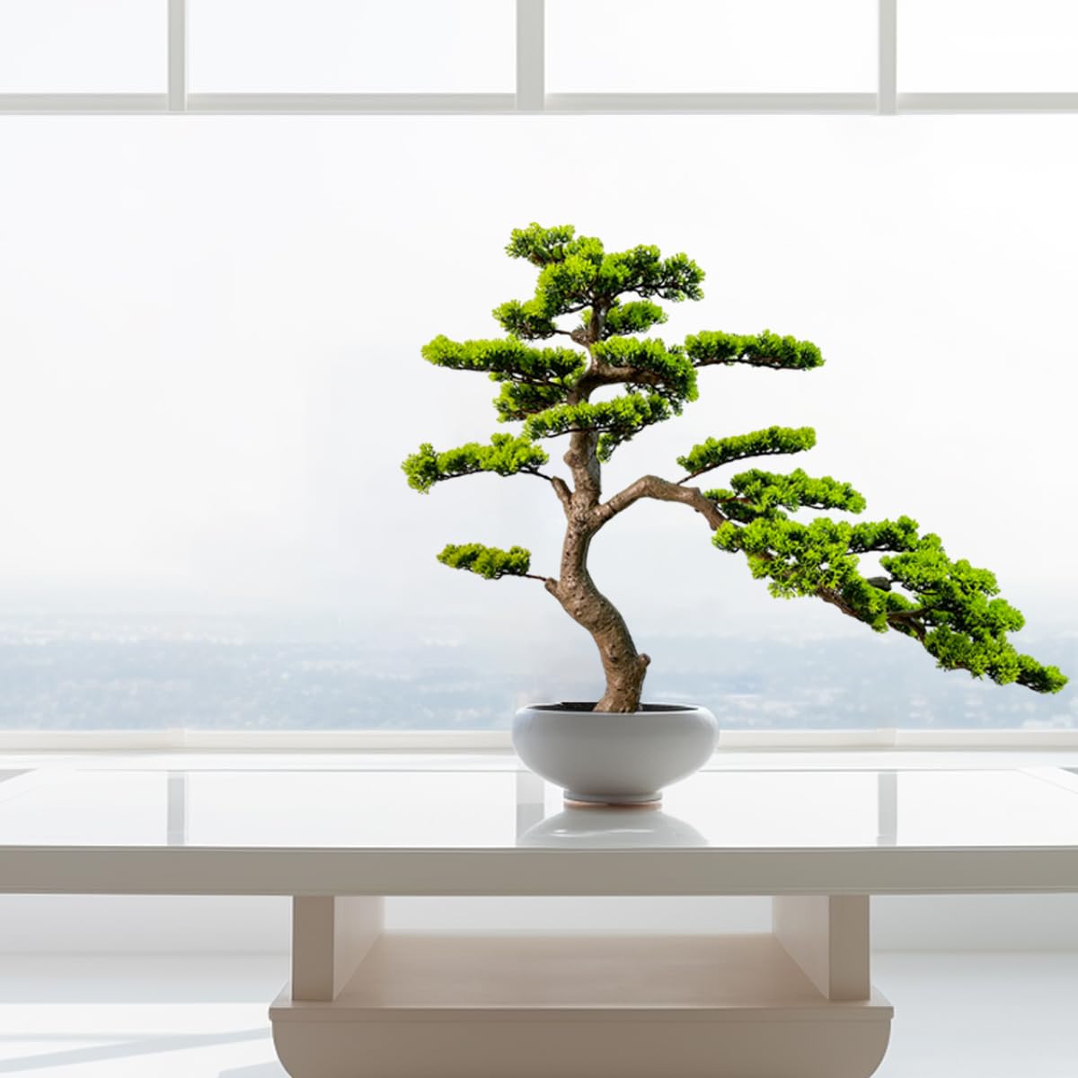 VIGGDA 3ft（43in） Artificial Bonsai Tree Juniper Faux Plants Indoor Big Fake Plants Decor with Ceramic Pots for Home Table Office Desk Bathroom Shelf Bedroom Living Room Farmhouse Decorations