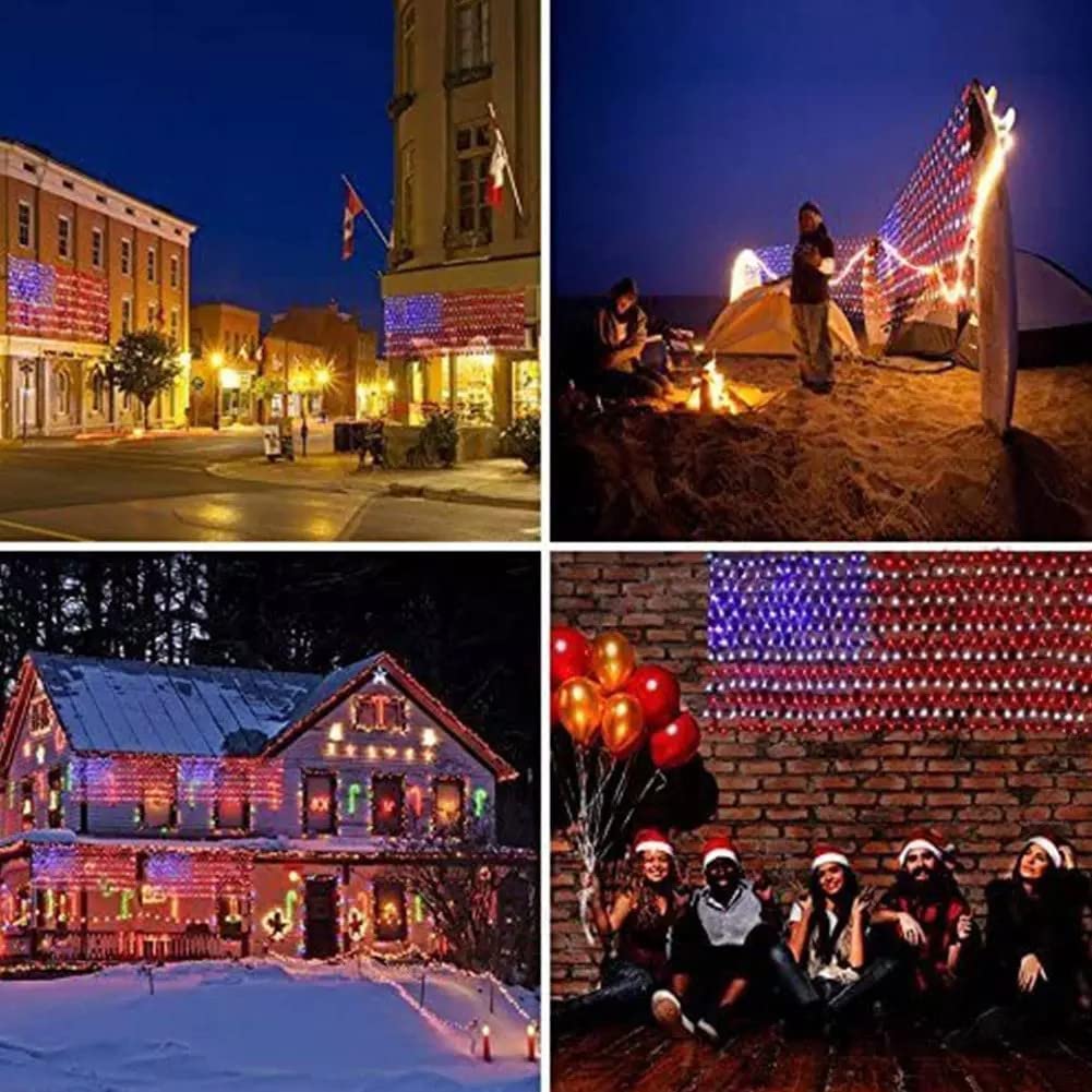 MZD8391 American Flag Lights 420 Super Bright LEDs, Waterproof LED US Flags Light for 4th of July Decorations, Memorial Day, Independence Day, Garden, Yard, Holiday, Party, Christmas Decorations