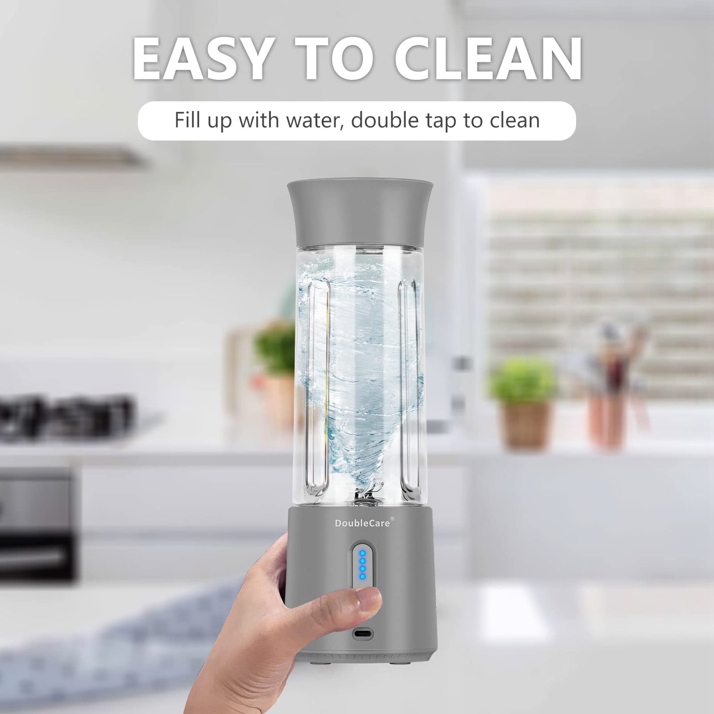 DoubleCare Portable Blender Cup,Electric USB Juicer Blender,Mini Blender Portable Blender For Shakes and Smoothies, Juice,380ml, Six Blades Great for Mixing,white, grey