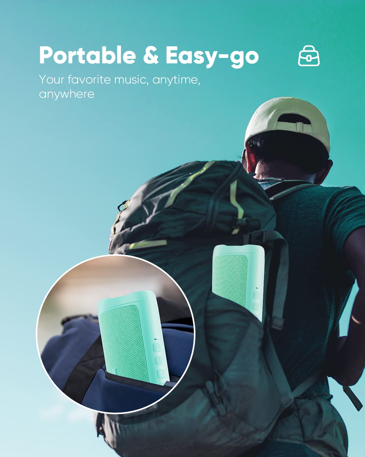 Bluetooth Speaker, IPX5 Waterproof Speaker with HD Sound, Up to 20H Playtime, TWS Pairing, BT5.3, Portable Wireless Speakers for Home/Party/Outdoor/Beach, Electronic Gadgets, Birthday Gift (Teal)