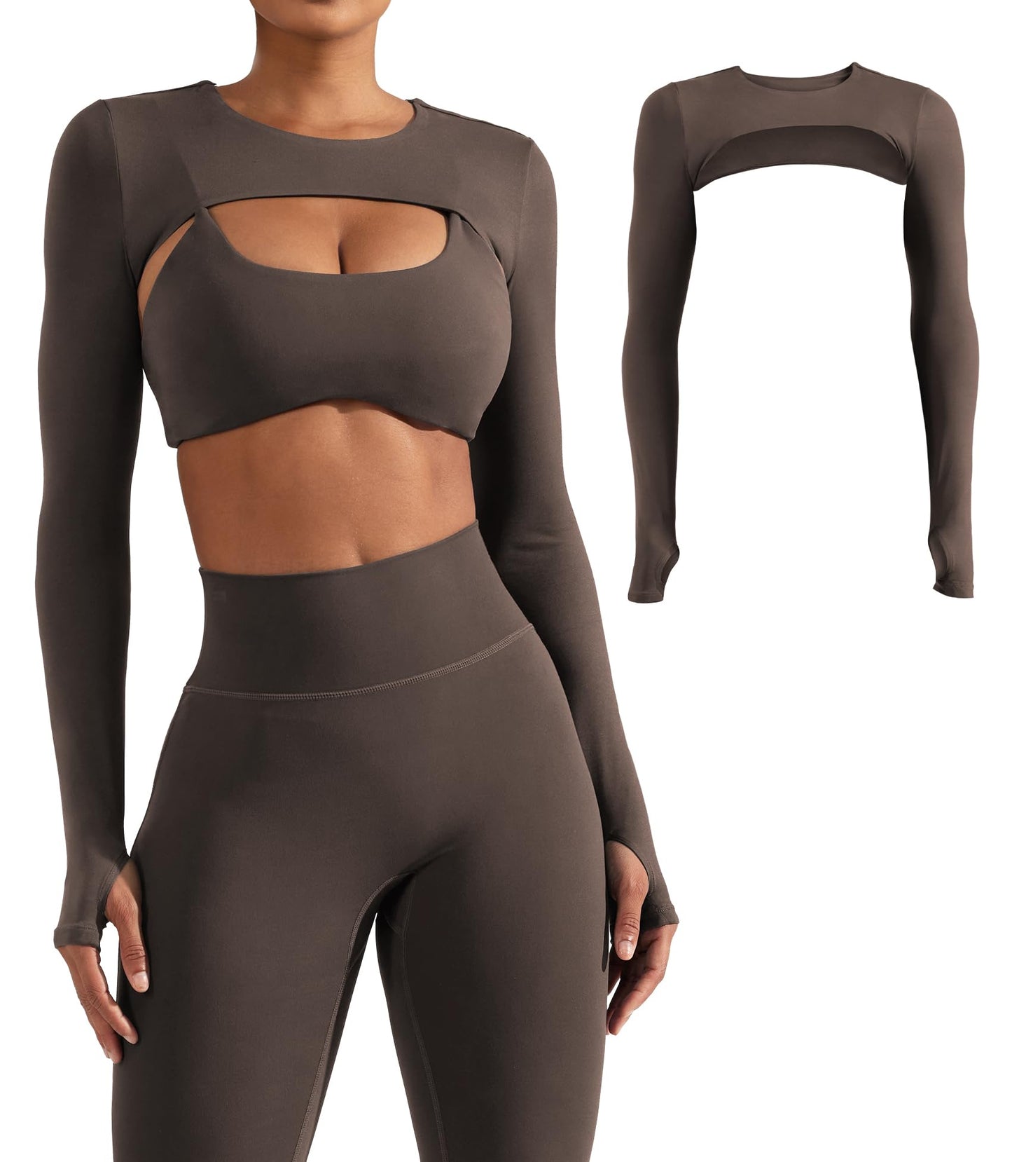 YEOREO Women Crop Top Long Sleeve Bolero Open Front Workout Cropped Shirts Sports Shrug