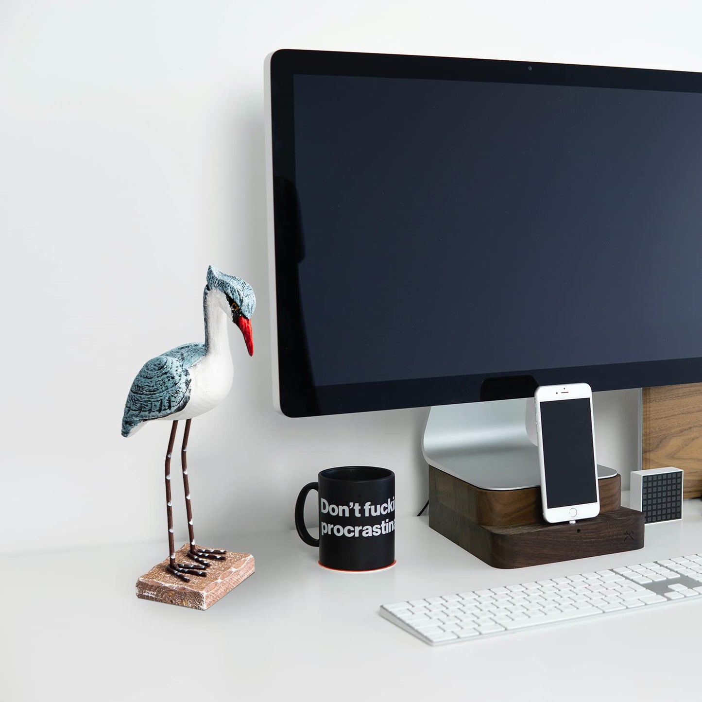 EVINIS 2pcs Wooden Seagull Figurine, Sea Bird Statue Ornaments Mediterranean Style for Coastal Beach Garden Room Office Decoration (Large)