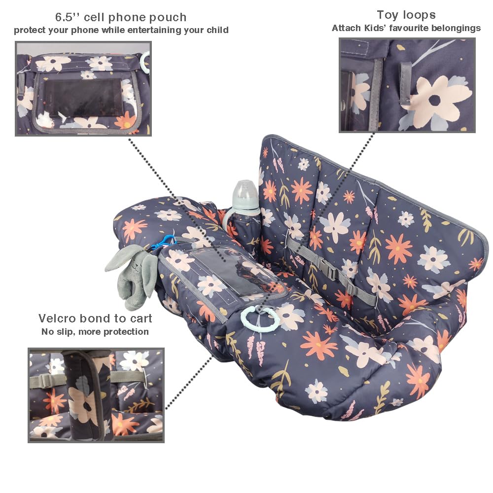 Shopping Cart Cover for Baby/Toddler, Cozy High Chair Cover, with Removable positioner, Dark Blue