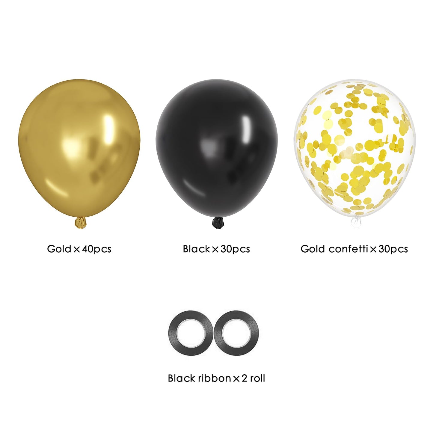 OWill Black and Gold Confetti Balloons, 100pcs 12 Inches Black and Gold Balloons for Birthdays, Graduation Decorations, Weddings & Arches, Garlands & Party Decorations