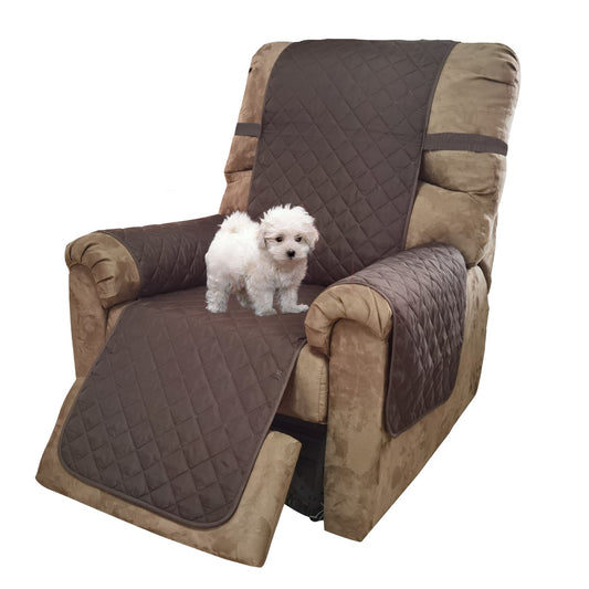 U-NICE HOME Recliner Chair Covers Reversible Chair Cover Pet Covers for Dogs with Elastic Straps Water Resistant Diamond Quilted (23''Recliner Small, Coffee/Beige)