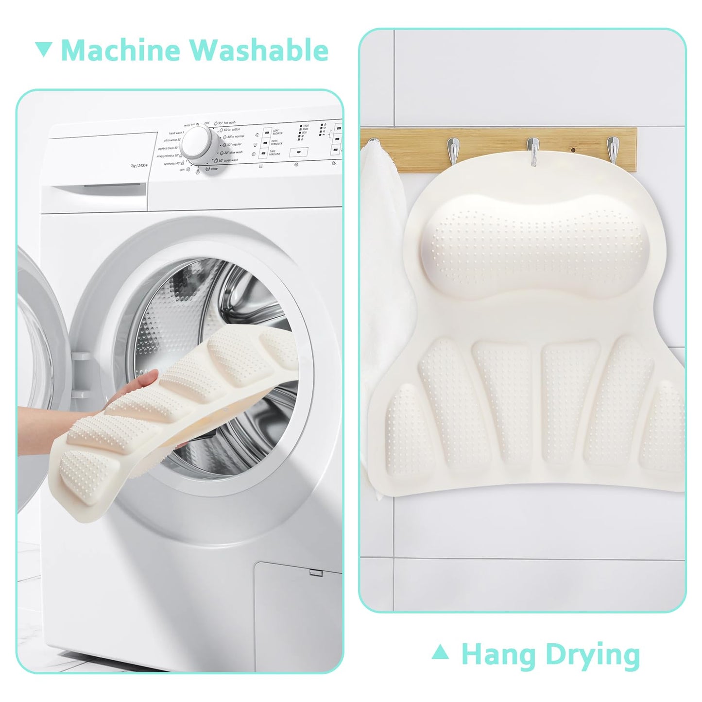 Tiktiger Bath Pillows for Tub Head Neck and Back Support,Relaxing Ergonomic Silicone Bath Pillow with Multiple Non-Slip Suction Cups,Luxury Bathtub Pillow Bath Accessories Spa Gifts for Women Mom