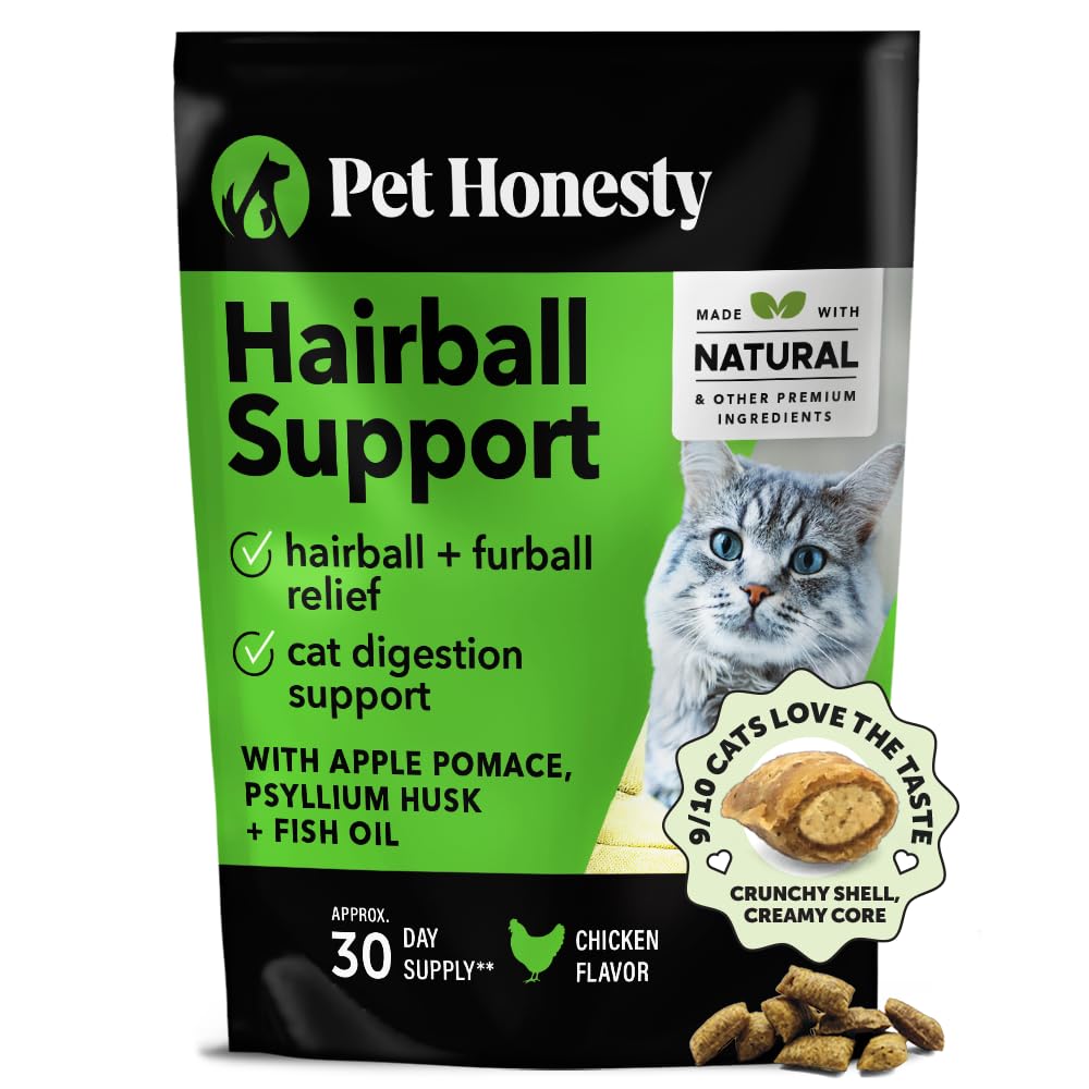 Cat Hairball Support Crunchy & Creamy Chews, Hairball Remedy Treats, Cat Furball Treatment, Supports Skin & Coat, Vitamins for Digestion, Chicken (30-Day Supply)