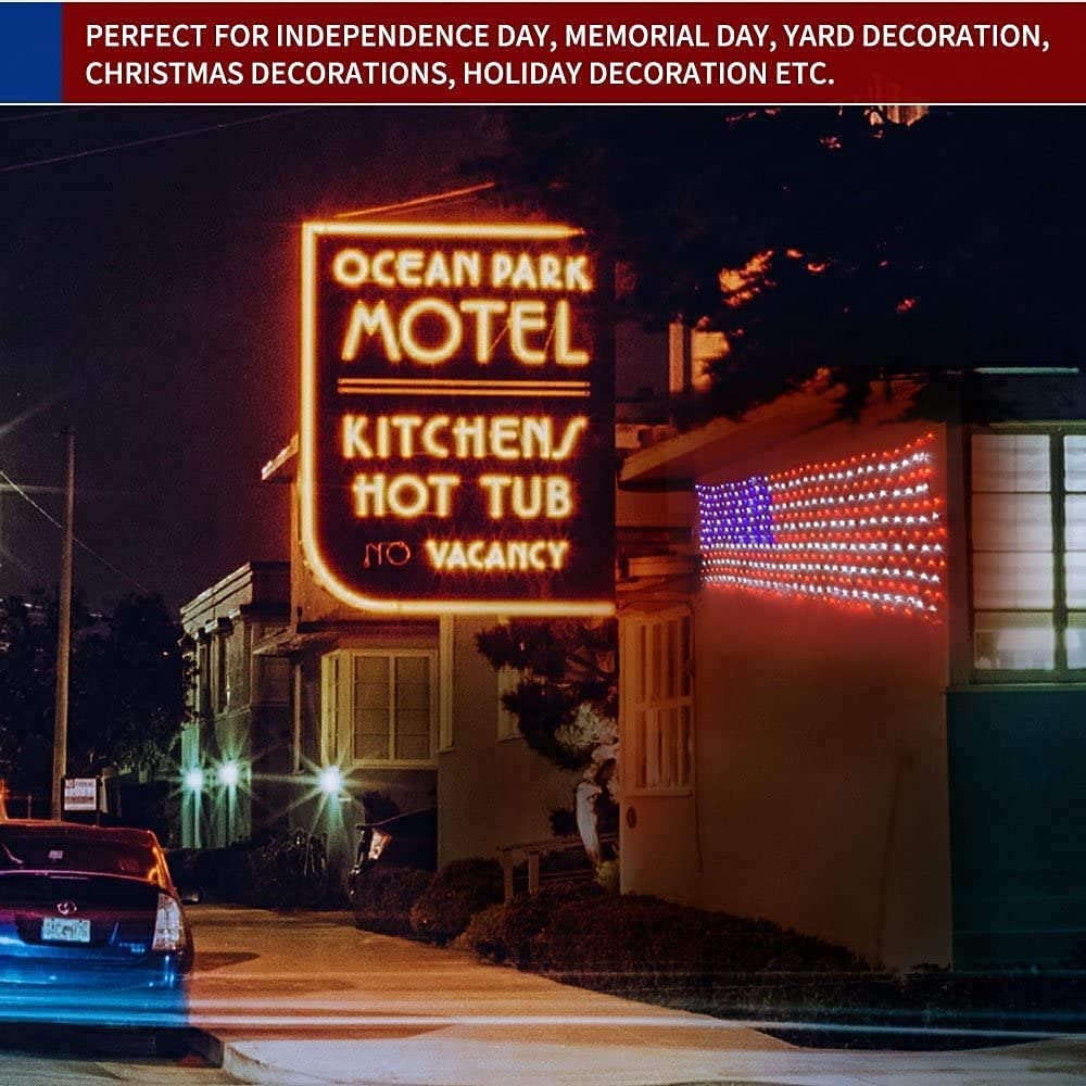 MZD8391 American Flag Lights 420 Super Bright LEDs, Waterproof LED US Flags Light for 4th of July Decorations, Memorial Day, Independence Day, Garden, Yard, Holiday, Party, Christmas Decorations