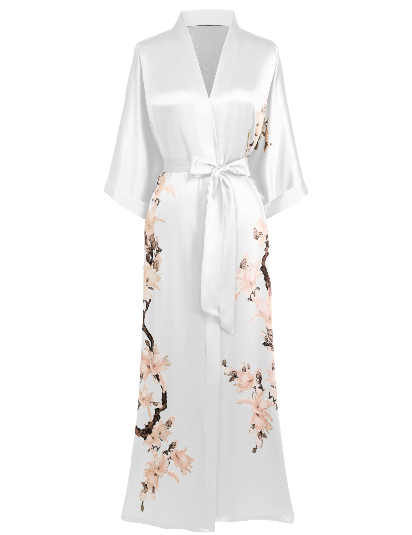 BABEYOND Kimono Robe Cover up with Box Long Floral Satin Sleepwear Silky Bathrobe Bachelorette Robe