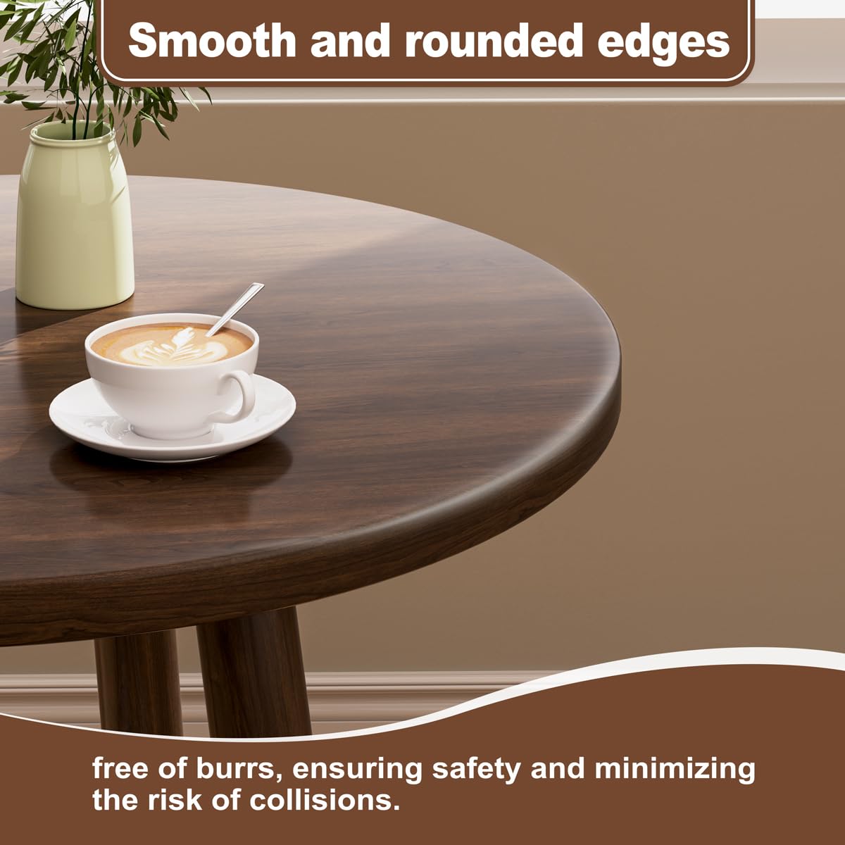 OERGKE Round End Table, Small Side Tables with Lower Shelf, Coffee Table, Bedside Table, Mid Century Modern Nightstand for Living Room, Bedroom, Corners and Office (Walnut)